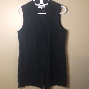 Axiom sleeveless lace and linen dress vest